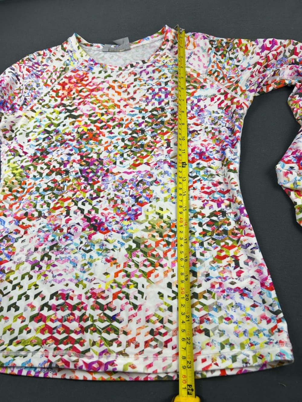 Athleta White Multicolor Geometric Print Long Sleeve Top (b0102) - Picture 6 of 9